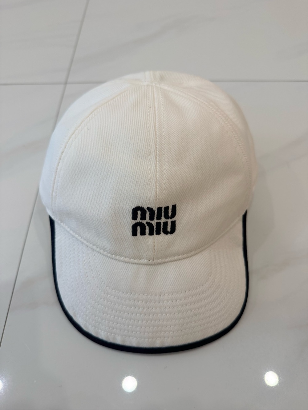 Miu Miu Cotton Baseball Cap with Elastic Back Detail